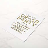 Moderne Afstuderen Black Script Typografie | Foto Folie Uitnodiging (Gedraaid)