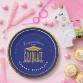 Moderne Afstuderen Blue Gold Faux Papier Bord (Feest)