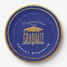 Moderne Afstuderen Blue Gold Faux Papier Bord
