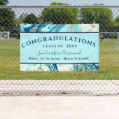 Moderne Afstuderen Blue Marble Swirl Gold Glitter Spandoek (Insitu)