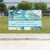 Moderne Afstuderen Blue Marble Swirl Gold Glitter Spandoek (Insitu)