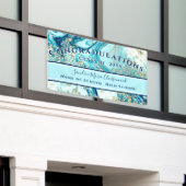 Moderne Afstuderen Blue Marble Swirl Gold Glitter Spandoek (Buitenkant Gebouw)