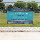 Moderne Afstuderen Blue Paars marmer Swirl B Spandoek (Insitu)