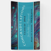 Moderne Afstuderen Blue Paars marmer Swirl B Spandoek (Verticaal)