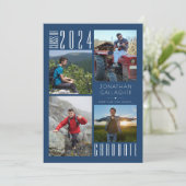 Moderne Afstuderen Blue Vier Foto Aankondiging (Staand voorkant)