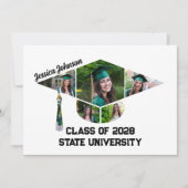 Moderne Afstuderen Cap Vorm Foto Collage Party Kaart (Voorkant)