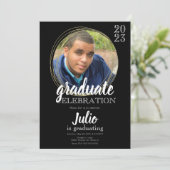 Moderne Afstuderen Celebration Black Gold Kaart (Staand voorkant)