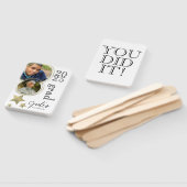 Moderne Afstuderen Celebration Gold Photo White Handwaaier (Niet-gemonteerd)