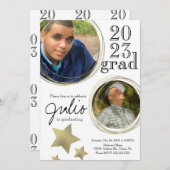 Moderne Afstuderen Celebration Gold Photo White Kaart (Voorkant / Achterkant)