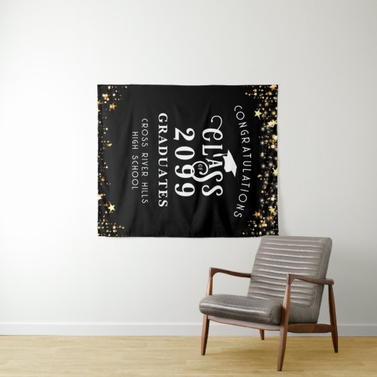 Moderne Afstuderen Class Year Congraps Backdrop Wandkleed (In Situ (horizontaal))