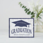 Moderne Afstuderen Elegant Marble Blue White Foto Aankondiging (Staand voorkant)