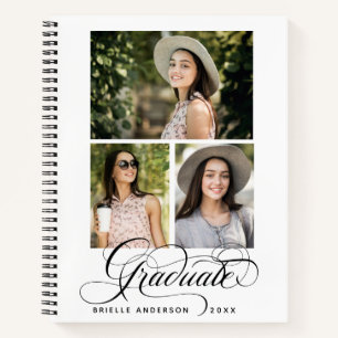 Moderne Afstuderen Elegant Script Photo Guest Book Notitieboek