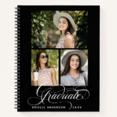 Moderne Afstuderen Elegant Script Photo Guest Book Notitieboek (Voorkant)
