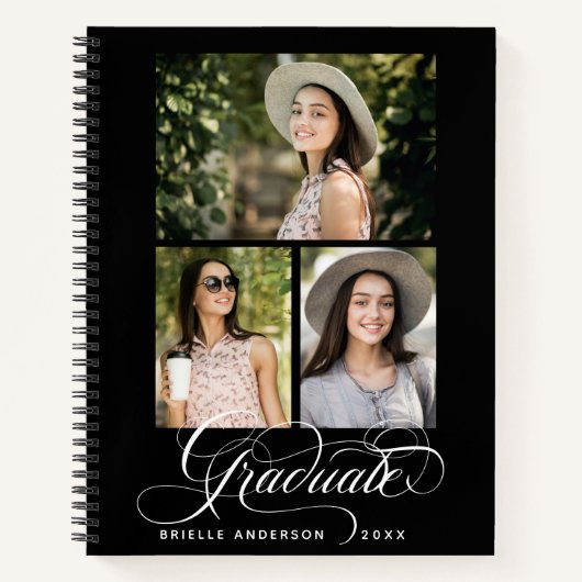 Moderne Afstuderen Elegant Script Photo Guest Book Notitieboek (Voorkant)