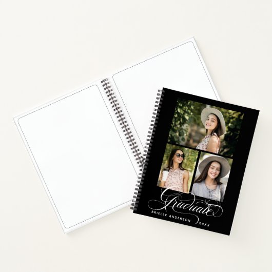 Moderne Afstuderen Elegant Script Photo Guest Book Notitieboek (Binnen)