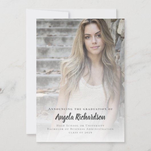 Moderne Afstuderen Elegant Script Typografie Foto Aankondiging (Voorkant)