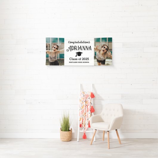 Moderne Afstuderen felicitaties Foto Spandoek (Insitu)