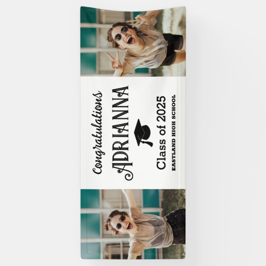 Moderne Afstuderen felicitaties Foto Spandoek (Verticaal)