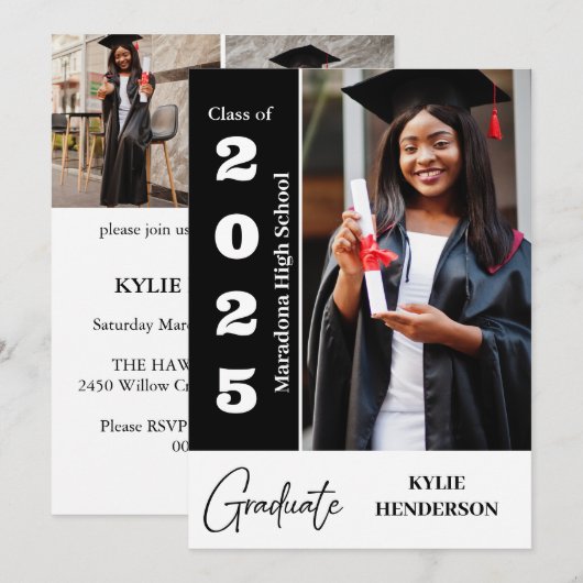 Moderne Afstuderen foto Aankondiging (Voorkant / Achterkant)