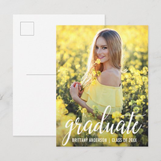 Moderne Afstuderen foto-aankondiging (blanco achte Aankondigingskaart (Voorkant / Achterkant)