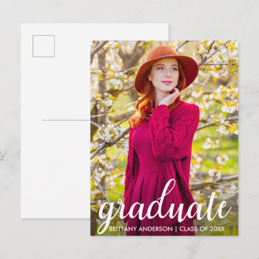 Moderne  Afstuderen Foto aankondiging W (Voorkant / Achterkant)