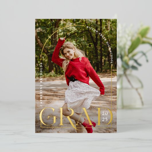 Moderne Afstuderen foto Afstuderen aankondiging FO (Staand Voorkant)