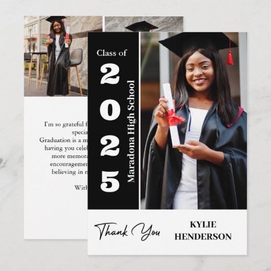 Moderne Afstuderen foto Bedankkaart (Voorkant / Achterkant)