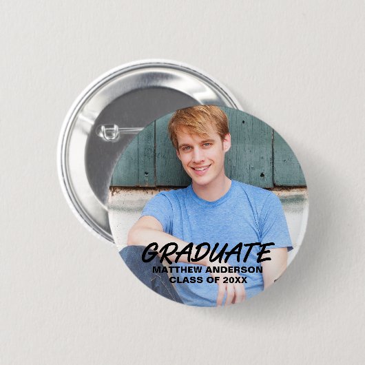 Moderne Afstuderen Foto bekendmaking ronde Ronde Button 5,7 Cm (Voorkant /achterkant)