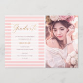 Moderne Afstuderen foto Blush roze stripes Aankondiging (Voorkant)