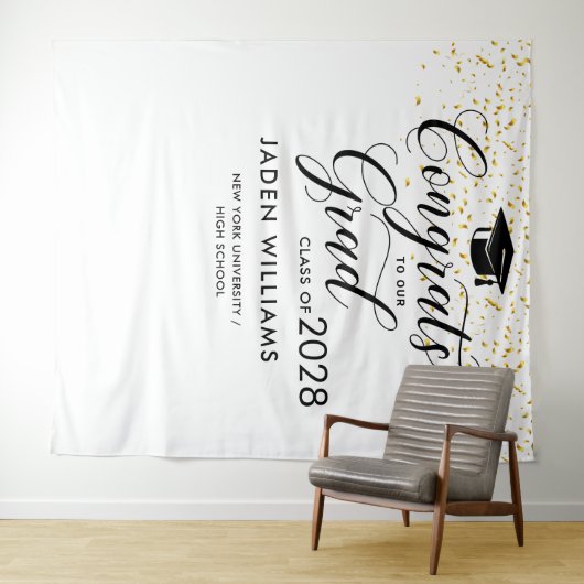 Moderne Afstuderen Foto Booth-achtergrond Wandkleed (In Situ (horizontaal))