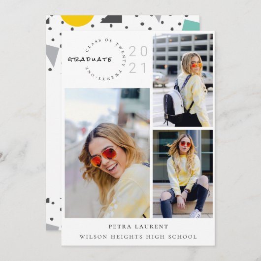 Moderne Afstuderen Foto Collage 2021 Aankondiging (Voorkant / Achterkant)