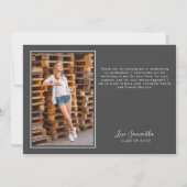 Moderne Afstuderen Foto collage Dark Gray Bedankkaart (Achterkant)