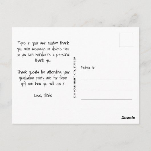 Moderne Afstuderen Foto: Dank u Briefkaart (Achterkant)