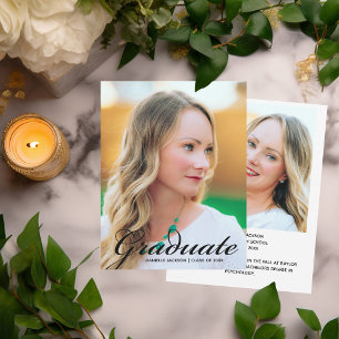 Moderne Afstuderen foto Eenvoudige zwarte scriptbe Aankondiging