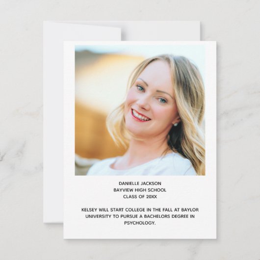 Moderne Afstuderen foto Eenvoudige zwarte scriptbe Aankondiging (Achterkant)