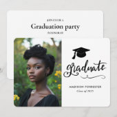 Moderne Afstuderen foto | elegant script Kaart (Voorkant / Achterkant)