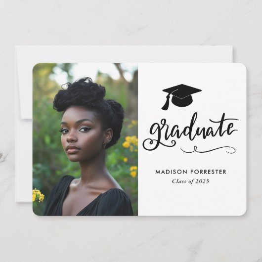 Moderne Afstuderen foto | elegant script Kaart (Voorkant)