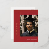 Moderne Afstuderen foto Folie Dank u Uitnodiging Briefkaart (Voorkant / Achterkant)