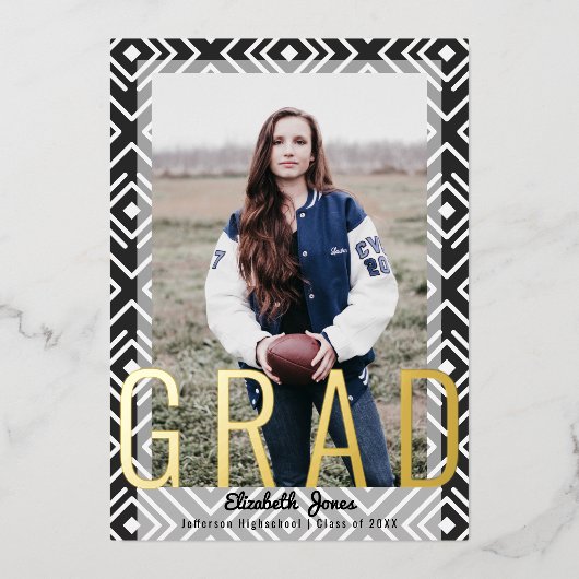 Moderne Afstuderen Foto Folie Folie Uitnodiging (Voorkant)