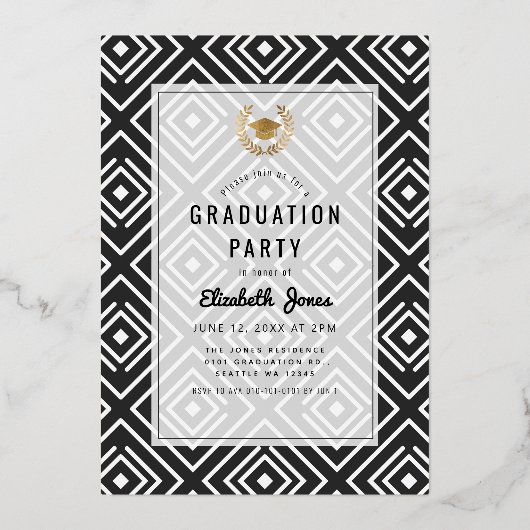 Moderne Afstuderen Foto Folie Folie Uitnodiging (Achterkant)