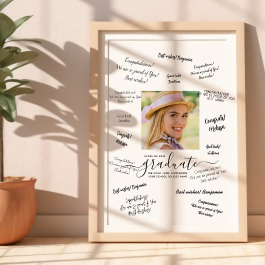 Moderne Afstuderen foto gasthandtekening Poster