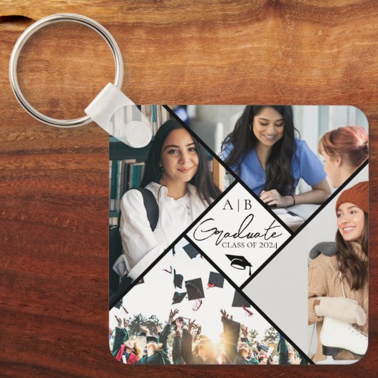 Moderne Afstuderen Foto Keepsake Sleutelhanger (Voorkant)