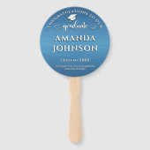 Moderne Afstuderen foto Metallic Blue Afstuderen Handwaaier (Achterkant)