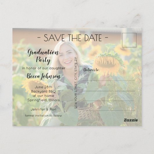 Moderne Afstuderen Foto opslaan Datum Briefkaart (Achterkant)