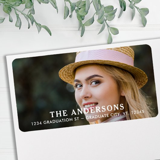 Moderne Afstuderen foto Persoonlijk terugkeeradres Etiket
