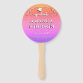 Moderne Afstuderen foto Roze Paarse Afstuderen Handwaaier (Achterkant)