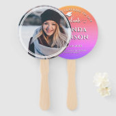 Moderne Afstuderen foto Roze Paarse Afstuderen Handwaaier (Voorkant en achterkant)