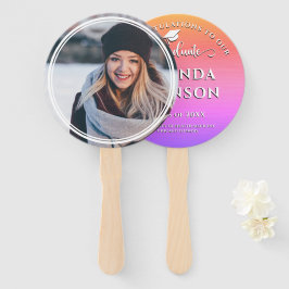 Moderne Afstuderen foto Roze Paarse Afstuderen Handwaaier