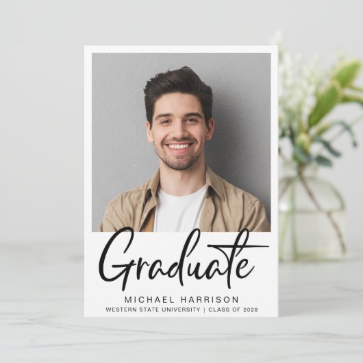 Moderne Afstuderen Foto Script Aankondiging (Staand voorkant)