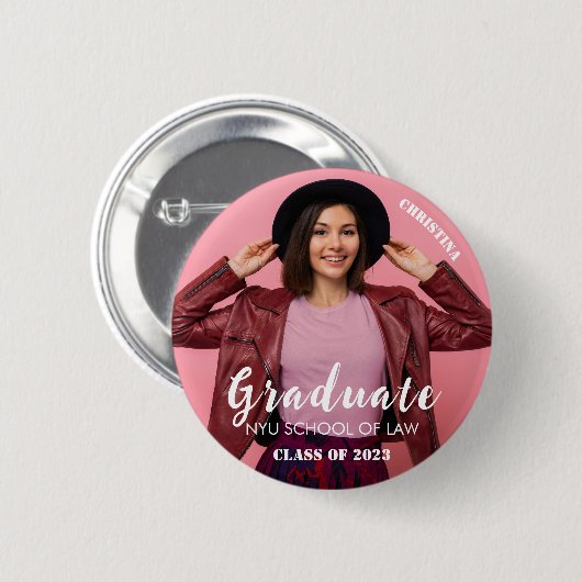 Moderne Afstuderen Foto Script Ronde Button 5,7 Cm (Voorkant /achterkant)